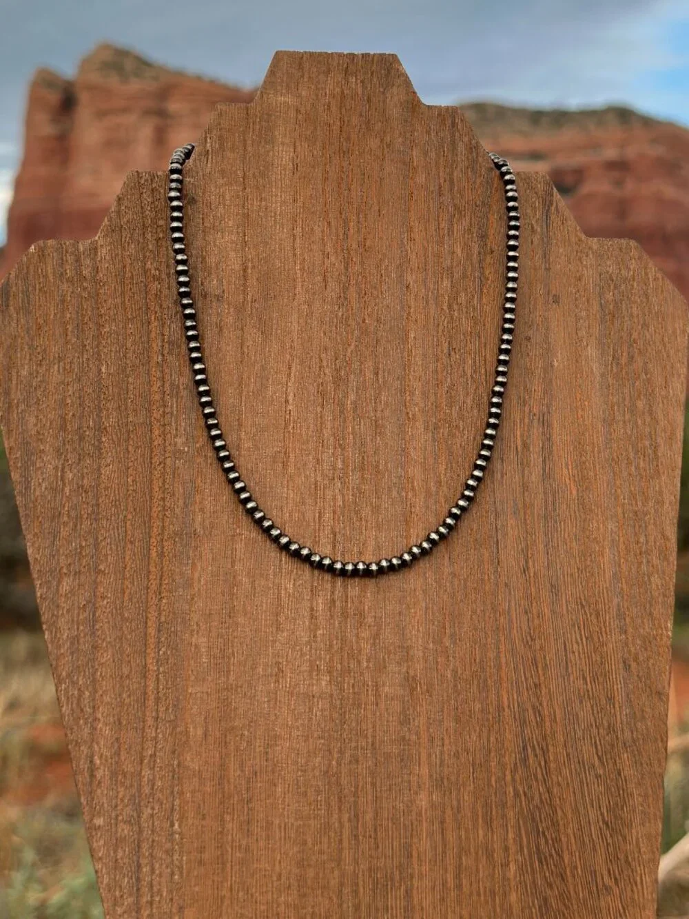 Handmade 4mm 16 inch Brushed Steel Western Pearl Necklace